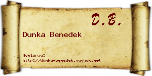 Dunka Benedek névjegykártya